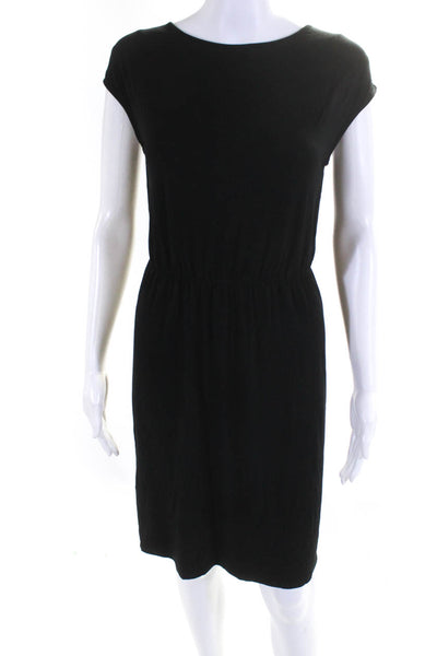 Barneys New York Womens Lace Back Round Neck Short Sleeved Dress Black Size XS