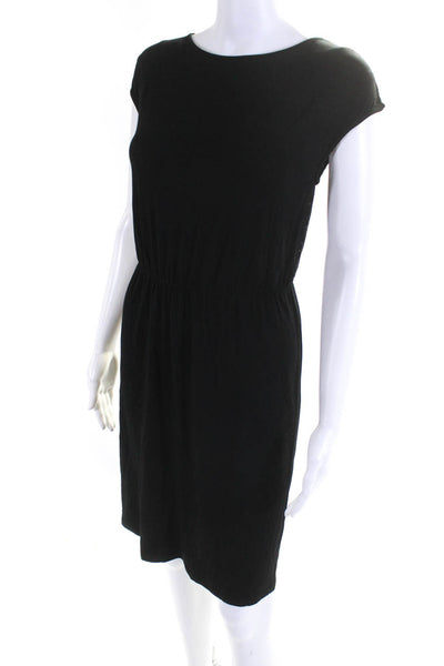 Barneys New York Womens Lace Back Round Neck Short Sleeved Dress Black Size XS