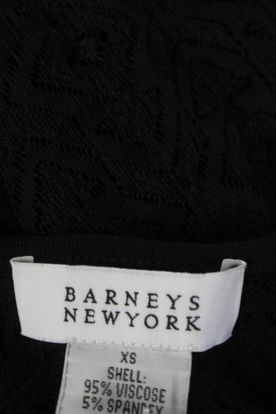 Barneys New York Womens Lace Back Round Neck Short Sleeved Dress Black Size XS