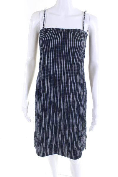 Belize Womens Plaid Spaghetti Strap Knee Length Dress Navy Blue White Size 0