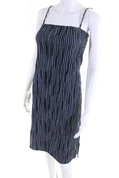 Belize Womens Plaid Spaghetti Strap Knee Length Dress Navy Blue White Size 0