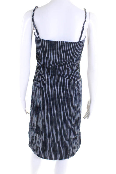 Belize Womens Plaid Spaghetti Strap Knee Length Dress Navy Blue White Size 0