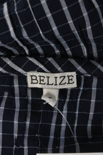 Belize Womens Plaid Spaghetti Strap Knee Length Dress Navy Blue White Size 0