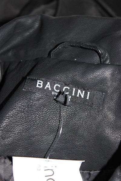 Baccini Women's Faux Leather Long Sleeve Lined Biker Jacket Black Size S
