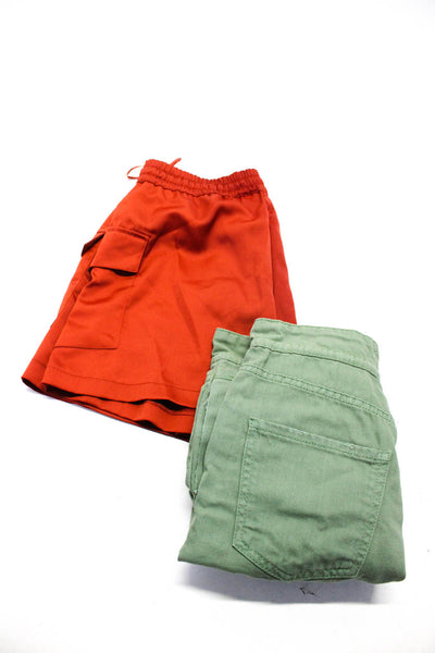 Zara Women's Elastic Waist Cargo Short Burt Orange Green Size XS  Lot 2
