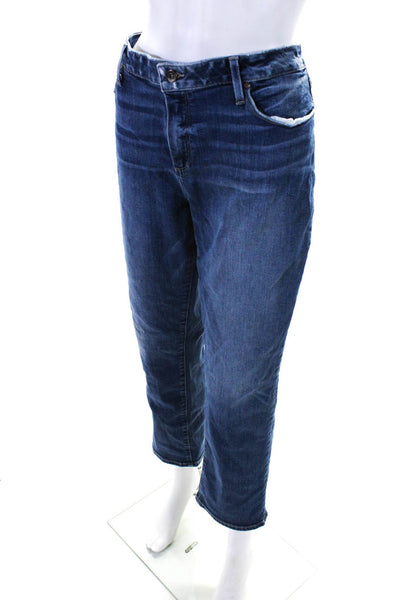 Paige Womens Cotton Buttoned Straight Leg Medium Wash Jeans Blue Size EUR32