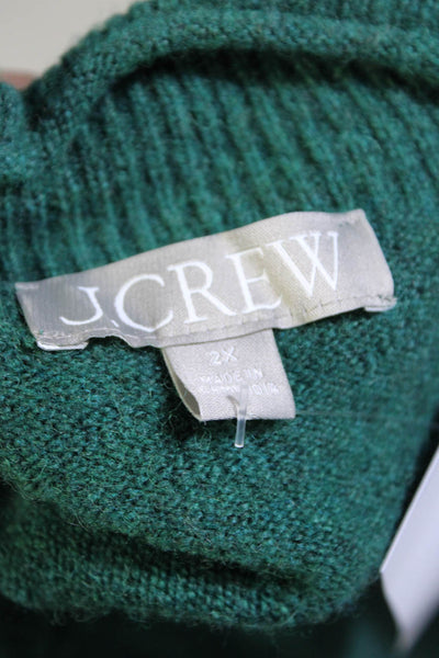 J Crew Womens Knit Ribbed Hem Long Sleeve Mock Neck Sweater Pine Green Size 2X