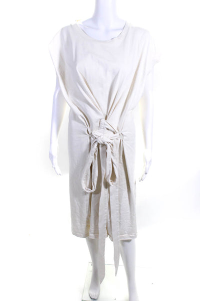 Vince Womens Cotton Short Sleeve Belted Waist Casual T-Shirt Dress Beige Size 3X