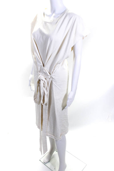 Vince Womens Cotton Short Sleeve Belted Waist Casual T-Shirt Dress Beige Size 3X