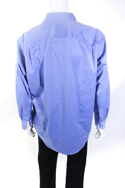 Nordstrom Mens Cotton Buttoned Collared Long Sleeve Top Blue Size EUR38
