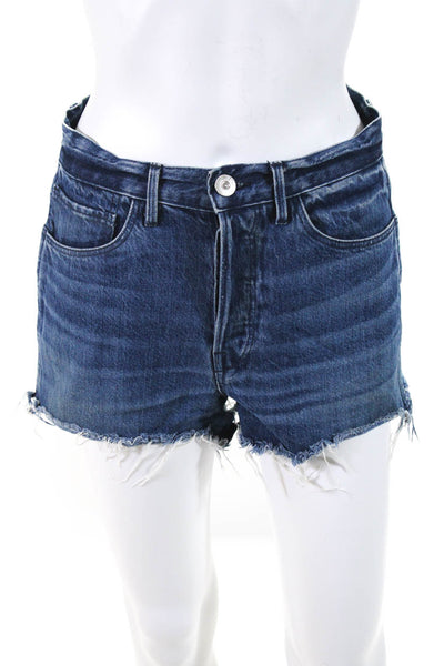 3x1 NYC Womens Button Fly Fringe Trim Jean Short Shorts Blue Size 25