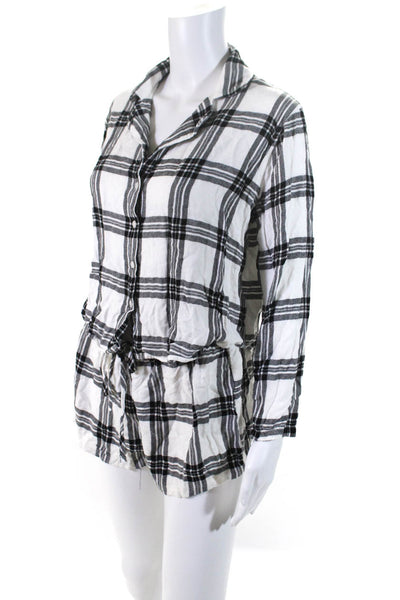 Rails Womens Plaid Collared Button Up Shirt + Shorts Sleepwear Set White Size S