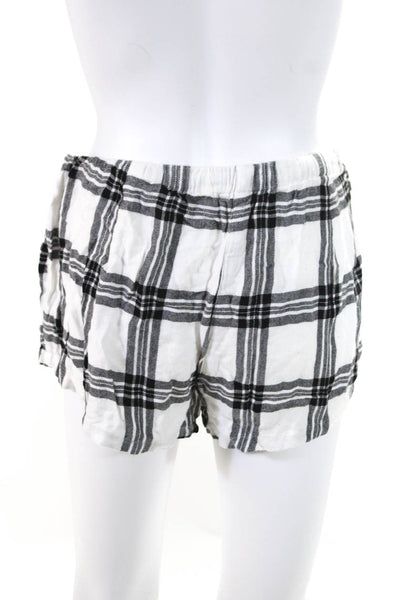 Rails Womens Plaid Collared Button Up Shirt + Shorts Sleepwear Set White Size S