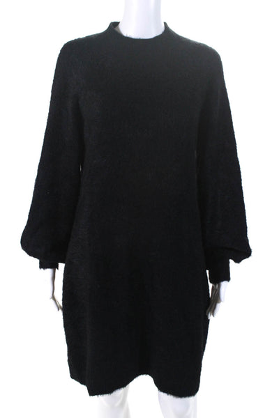 Bardot omens Round Neck Balloon Sleeve Knee Length Sweater Dress Black Size L