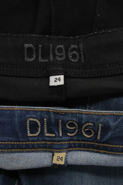 DL1961 Womens Four Pocket Zip Fly Low-Rise Skinny Jeans Black Size 24 Lot 2