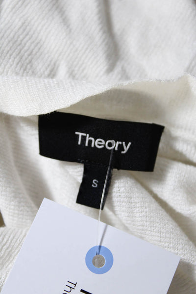 Theory Womens Long V Neck One Button Cardigan Sweater White Linen Size Small
