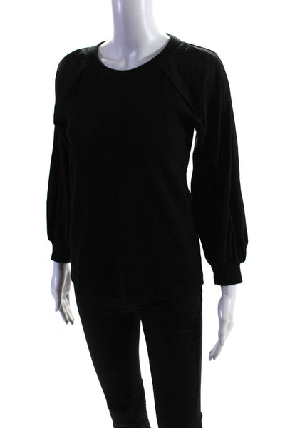 Veronica Beard Womens Cotton Knit Long Sleeve Crewneck Shirt Top Black Size S