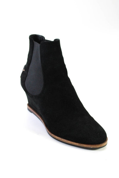Fendi Womens Wedge Heel Suede Chelsea Ankle Boots Black Size 37 7