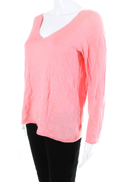 Eileen Fisher Women's V-Neck Long Sleeves Blouse Pink Size M
