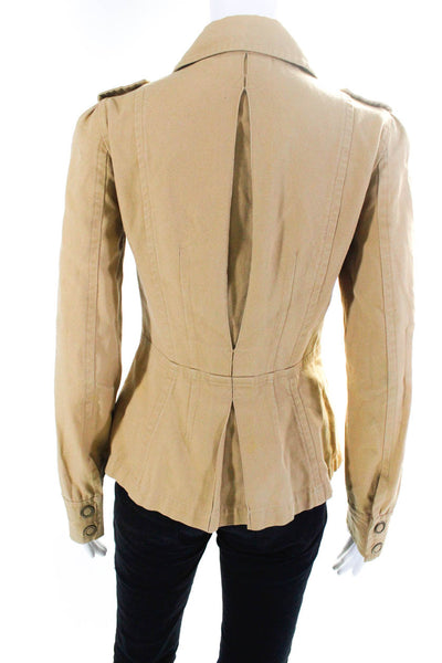 Laundry by Shelli Segal Womens Button Front Collared Pocket Jacket Brown Size 2