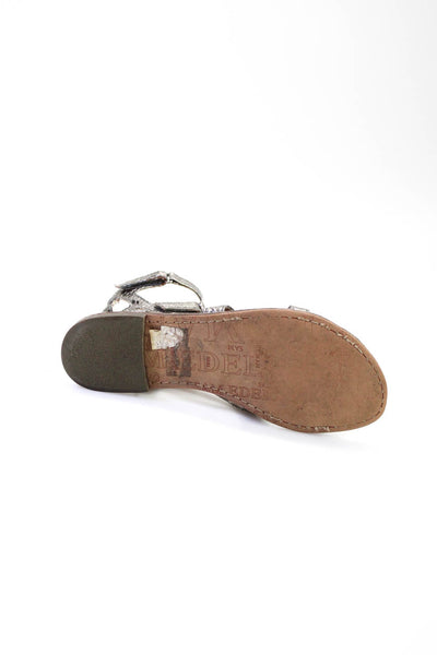 Sam Edelman Womens T Strap Flat Sandals Pink Brown Silver Tone Size 8.5 Lot 2