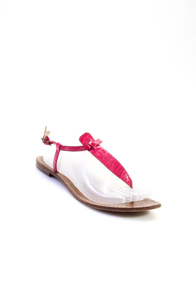 Sam Edelman Womens T Strap Flat Sandals Pink Brown Silver Tone Size 8.5 Lot 2