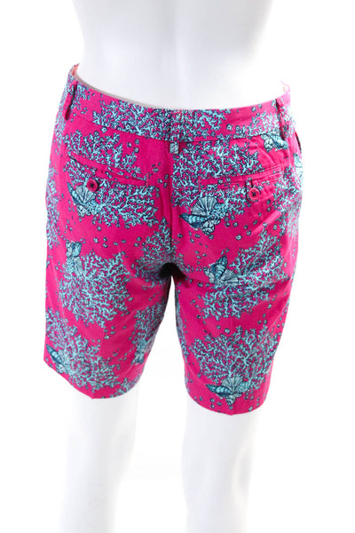 Lilly Pulitzer Womens Cotton Coral Printed Mid Rise Avenue Shorts Pink Size 0