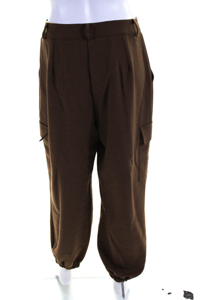 Biscote Women's Cuffed Ankle High Waist Cargo Pants Brown Size 1