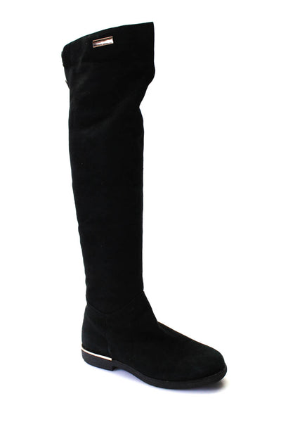 Casso-Vito Women's Faux Suede Fleece Lined Knee High Boots Black Size 6