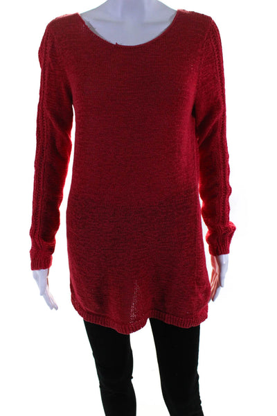 Rachel Zoe Womens Boat Neck Thin Knit Long Sleeved Slim Fit Sweater Red Size M