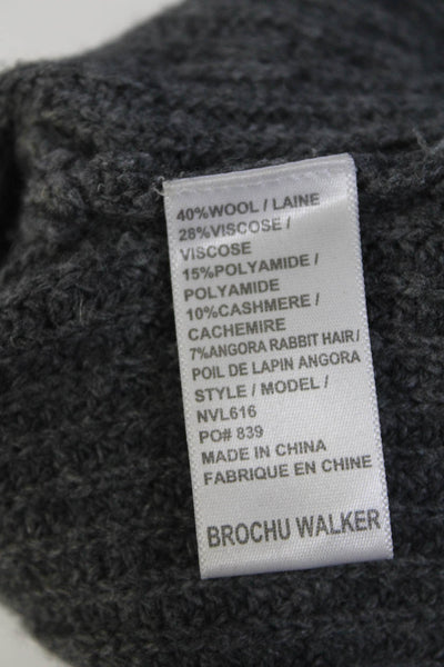 Brochu Walker Womens Ribbed Knit Boat Neck High Low Sweater Gray Wool Size XS