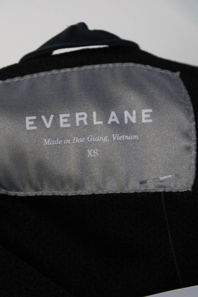 Everlane Womens Cotton Zipped Ribbed Mock Neck Long Sleeve Jacket Navy Size XS