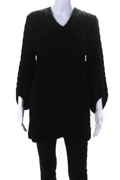 Derek Lam Women's V Neck Wool Blend Pullover Sweater Black Size XS/S