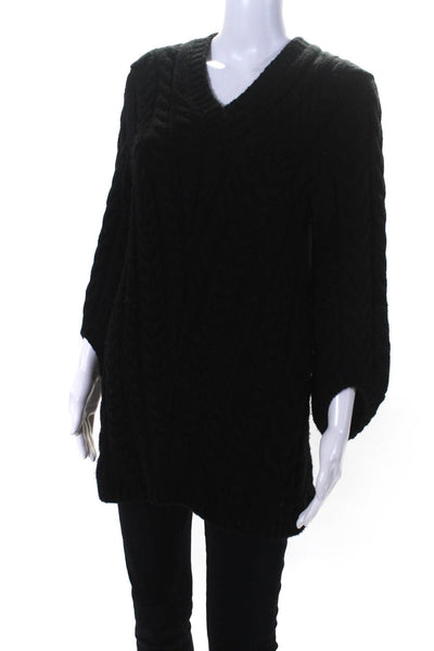 Derek Lam Women's V Neck Wool Blend Pullover Sweater Black Size XS/S