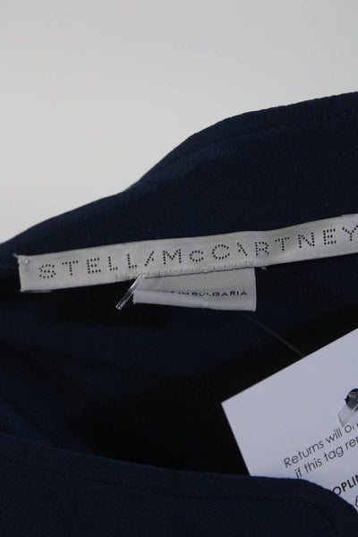 Stella McCartney Women's Long Sleeve V Neck Silk Blouse Blue Size 40