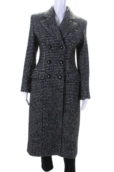 Dolce & Gabbana Women's Houndstooth Double Breasted Long Coat Black Size 36