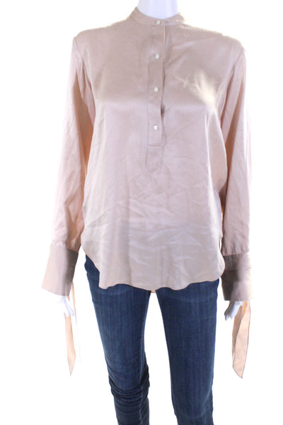 Rag & Bone Womens Silk Asymmetrical Button Down Blouse Pink Size Extra Small