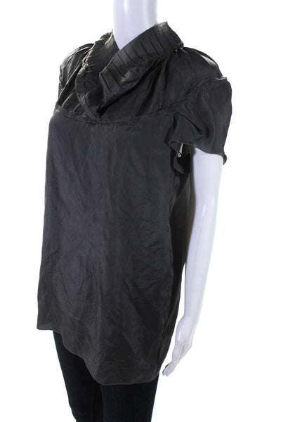 Marni Womens Short Sleeve V Neck Blouse Top Gray Size Italian 44