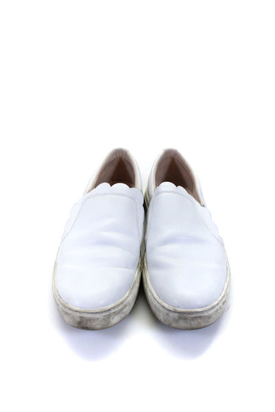 Kate Spade New York Womens Slip On Scalloped Low Top Sneakers White Leather 8.5B