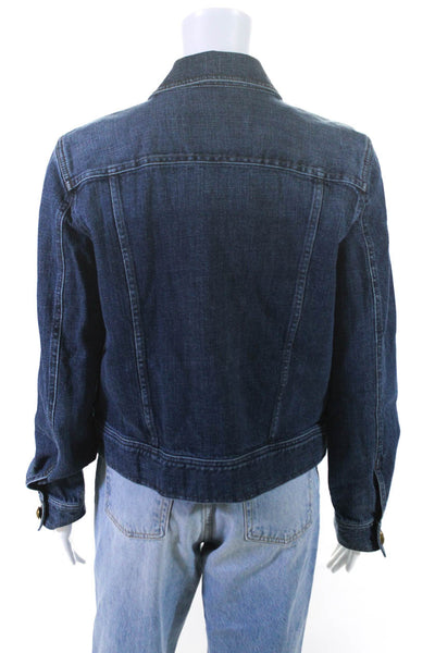Lauren Jeans Company Women's Long Sleeves Full Zip Jean Jean Jacket Blue Size S