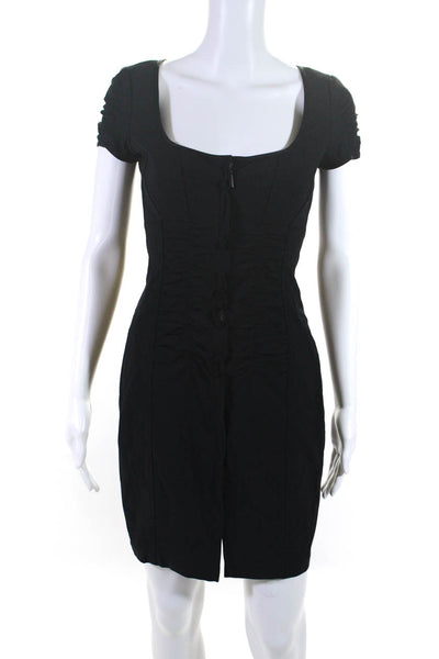 Nanette Lepore Women's Scoop Neck Cinch Bodycon Mini Dress Black Size 2