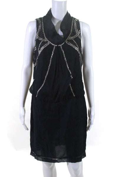 Suzi Chin for Maggy Boutique Womens Sleeveless Studs Mini Dress Navy Blue Size 6