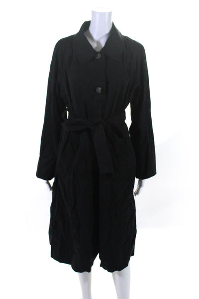 Everlane Womens The Gathered Drape Trench  Black Size S