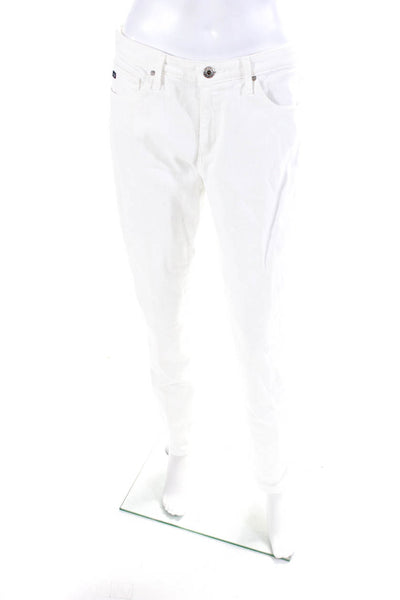 AG Adriano Goldschmied Womens Cotton Button Straight Leg Jeans White Size EUR30