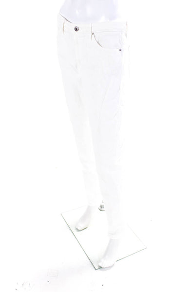 AG Adriano Goldschmied Womens Cotton Button Straight Leg Jeans White Size EUR30