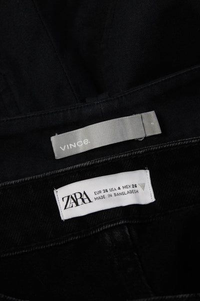 Zara Vince Womens Buttoned Cuffed Hem Denim Shorts Pants Black Size 2 4 Lot 2