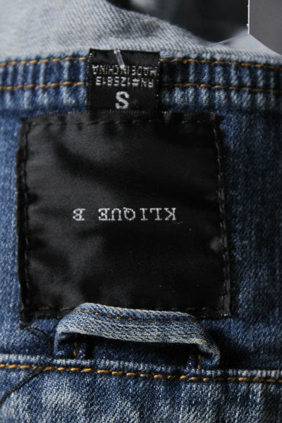 Klique B Womens Cotton Darted Button Collar Long Sleeve Denim Jacket Blue Size S