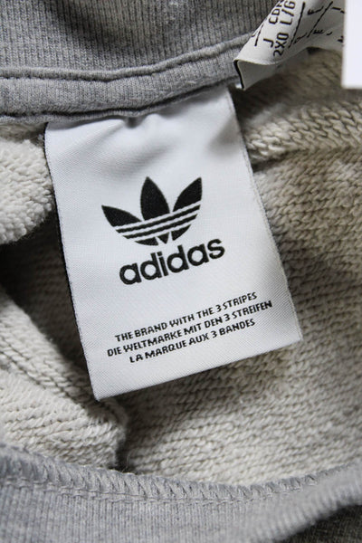 Adidas Mens Gray Cotton Crew Neck Graphic Long Sleeve Pullover Sweatshirt Size L