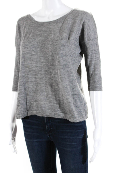 Autumn Cashmere Women's Short Sleeve Crewneck Knit Top Gray Size M