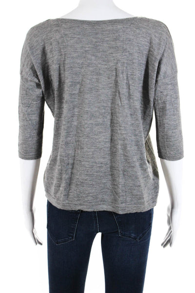 Autumn Cashmere Women's Short Sleeve Crewneck Knit Top Gray Size M